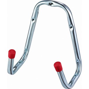 Verzinkter Universalhaken für die Wandmontage, Stahlrohr mit roten Gummikappen.
