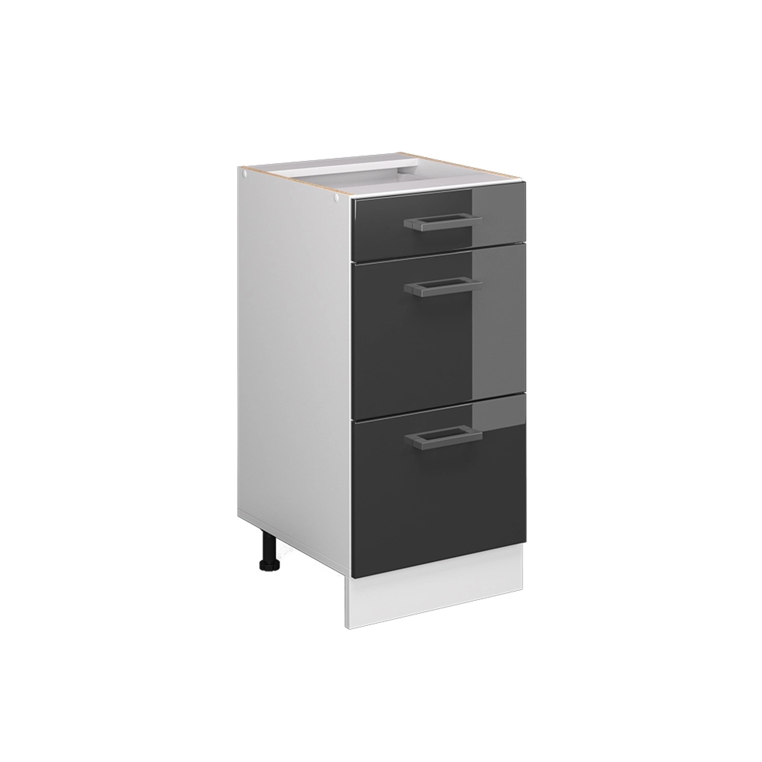 Vicco Küchenunterschrank R-Line Anthrazit Hochglanz/Weiß 40 cm mit Schubladen ohne Arbeitsplatte
