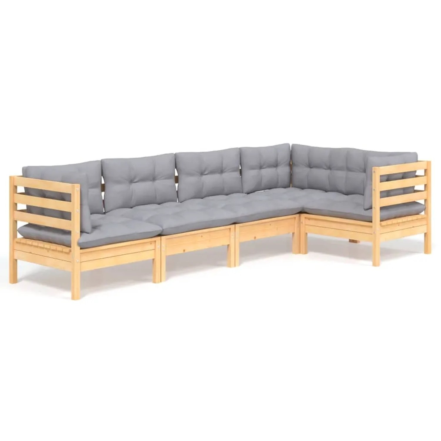 vidaXL 5-Tlg Garten-Lounge-Set mit Grauen Kissen Kiefernholz 3096381 günstig online kaufen