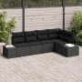Schwarzes 5-teiliges Garten-Sofa-Set aus Poly Rattan von vidaXL für Terrasse und Garten.