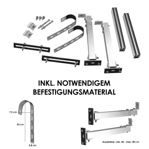 Vale Balkonkraftwerk Halterungsset für runde Geländer, Alugrau, inklusive Befestigungsmaterial.