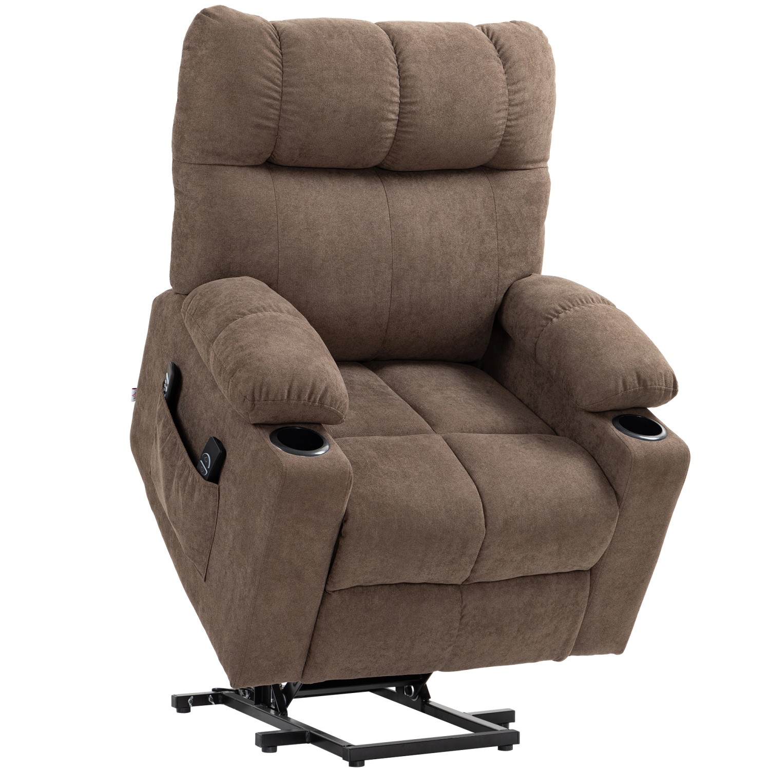 HOMCOM Sessel mit Aufstehhilfe Polyester Metall Braun 91L x 95B x 109H cm günstig online kaufen
