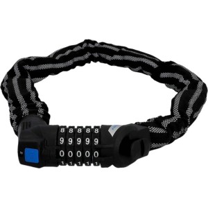 Fischer Kettenschloss Reflex mit Zahlen, 80 cm, schwarz-weiß, für Fahrräder.