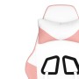 Gaming Stuhl in Weiß und Rosa mit Massagefunktion und Fußstütze.