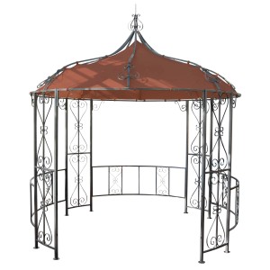 MCW Pergola Cabrera in Terracotta-Braun: Terrassenüberdachung mit dekorativen Ornamenten.