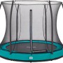 Grünes Salta Comfort Edition Bodentrampolin ø 213 cm mit Sicherheitsnetz.