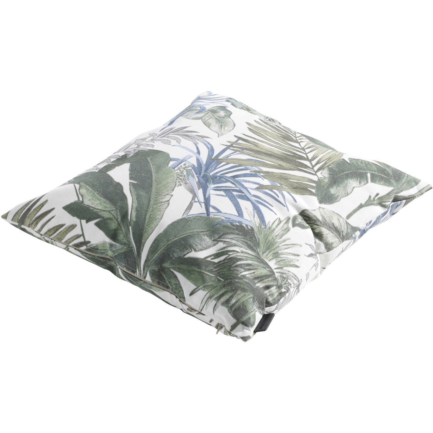 Madison Zierkissen Bliss Blue Outdoor, 45x45 cm, mit tropischem Blätter-Muster.