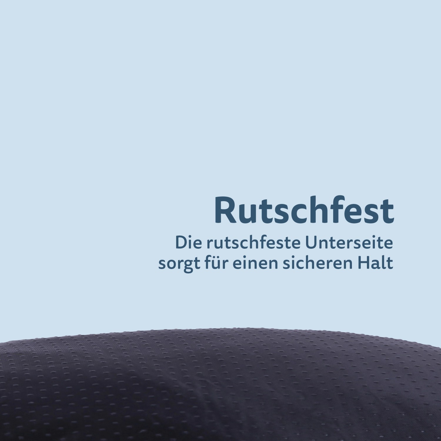 Detailaufnahme der rutschfesten Unterseite des türkisfarbenen Bestlivings Haustierbetts.