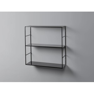 Weißes Metall-Regal Pinnock, 60x60x20 cm, mit 3 Böden zur Wandmontage.