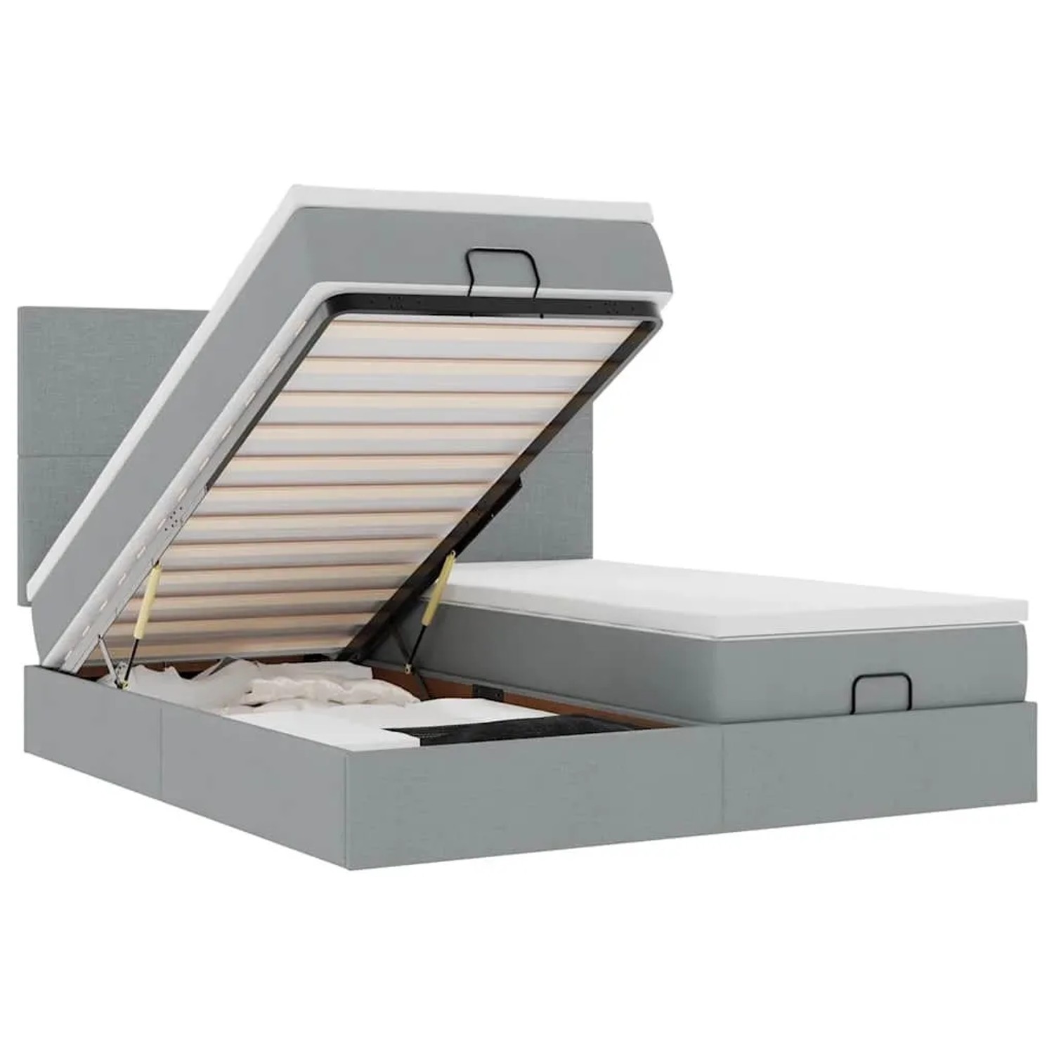 vidaXL Ottoman-Bett mit Matratzen und LEDs Hellgrau 180x200 cm Stoff 3314520