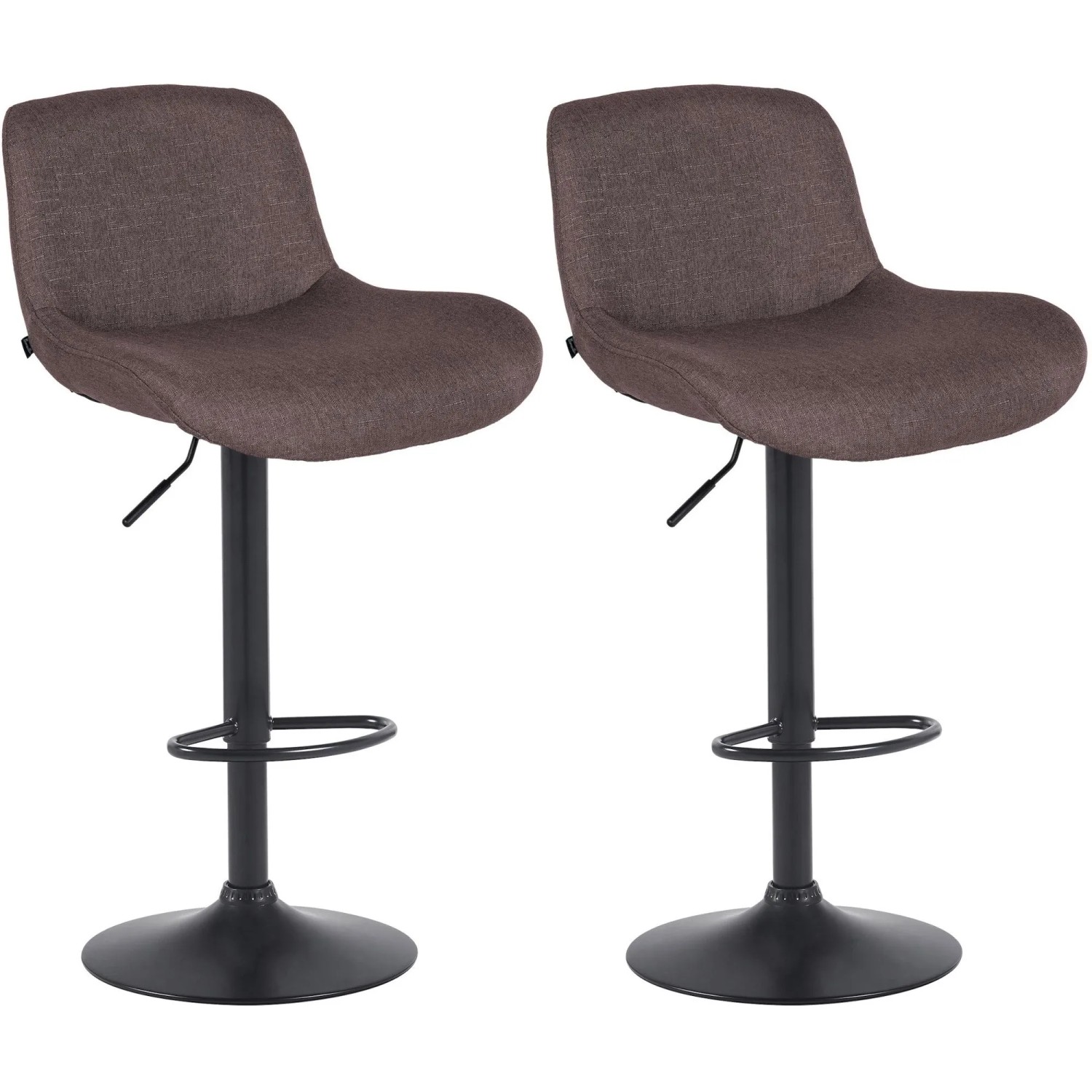 DELUKE 2er Set Barhocker PONOR Stoff Dunkelbraun 50x50x85cm Schwarz Barstuhl Höhenverstellbar Mit Lehne Drehbar Tresenhocker Tresenstuhl