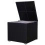 Schwarze SVITA Auflagenbox aus Polyrattan für Gartenmöbel, Deckel geöffnet.