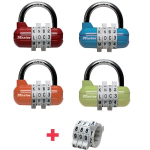Master Lock Zahlenschloss Pro Sport in verschiedenen Farben mit zusätzlichen Rollen.