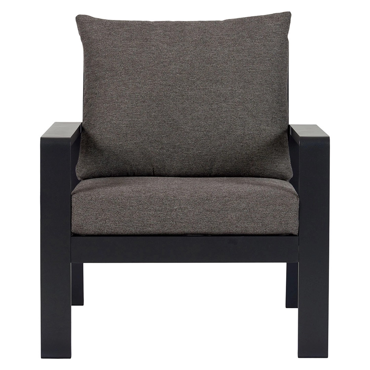 ebuy24 Lis Loungesessel mit Kissen Schwarz Grau