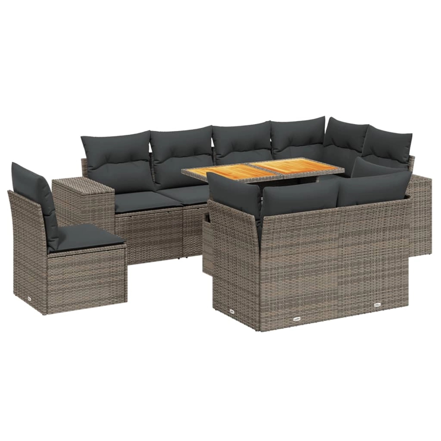 vidaXL 9-Tlg Garten-Sofagarnitur mit Kissen Grau Poly Rattan 3272733 günstig online kaufen