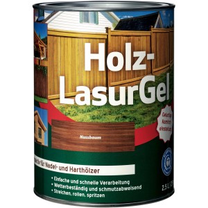 Holz-LasurGel Nussbaum 2,5l für Zäune und Pergolen. Holzlasur für den Außenbereich.