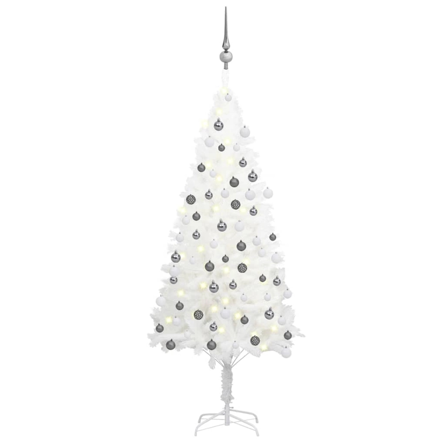 vidaXL Künstlicher Weihnachtsbaum mit LEDs & Kugeln Weiß 120 cm Modell 3