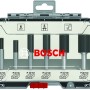 Bosch Nutfräser Set, 6-teilig, 8 mm Schaft, in transparenter Aufbewahrungsbox.