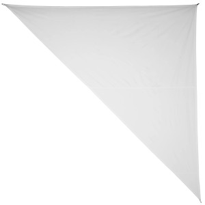 Dreieckiges, weißes Sonnensegel (360x360x500 cm) für Garten und Balkon.
