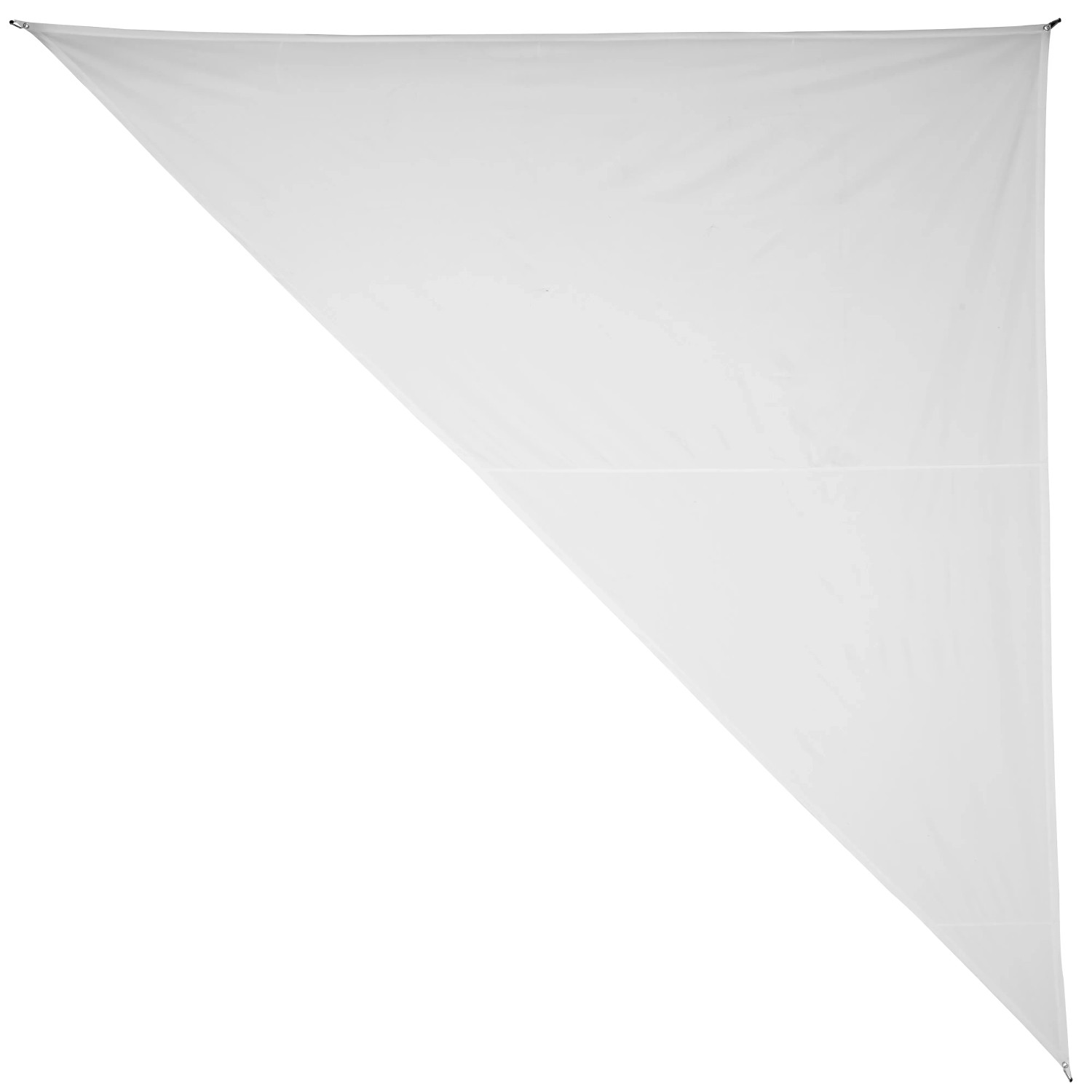 Dreieckiges, weißes Sonnensegel (360x360x500 cm) für Garten und Balkon.