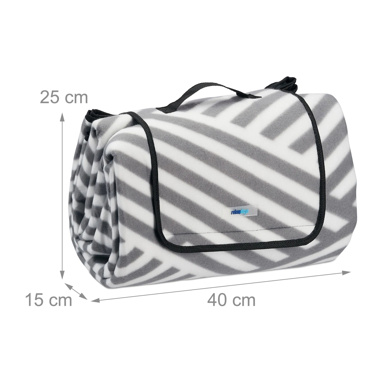 Relaxdays Picknickdecke Polyester Aluminium Grau Weiß Faltbar 200 cm x 200 cm_5