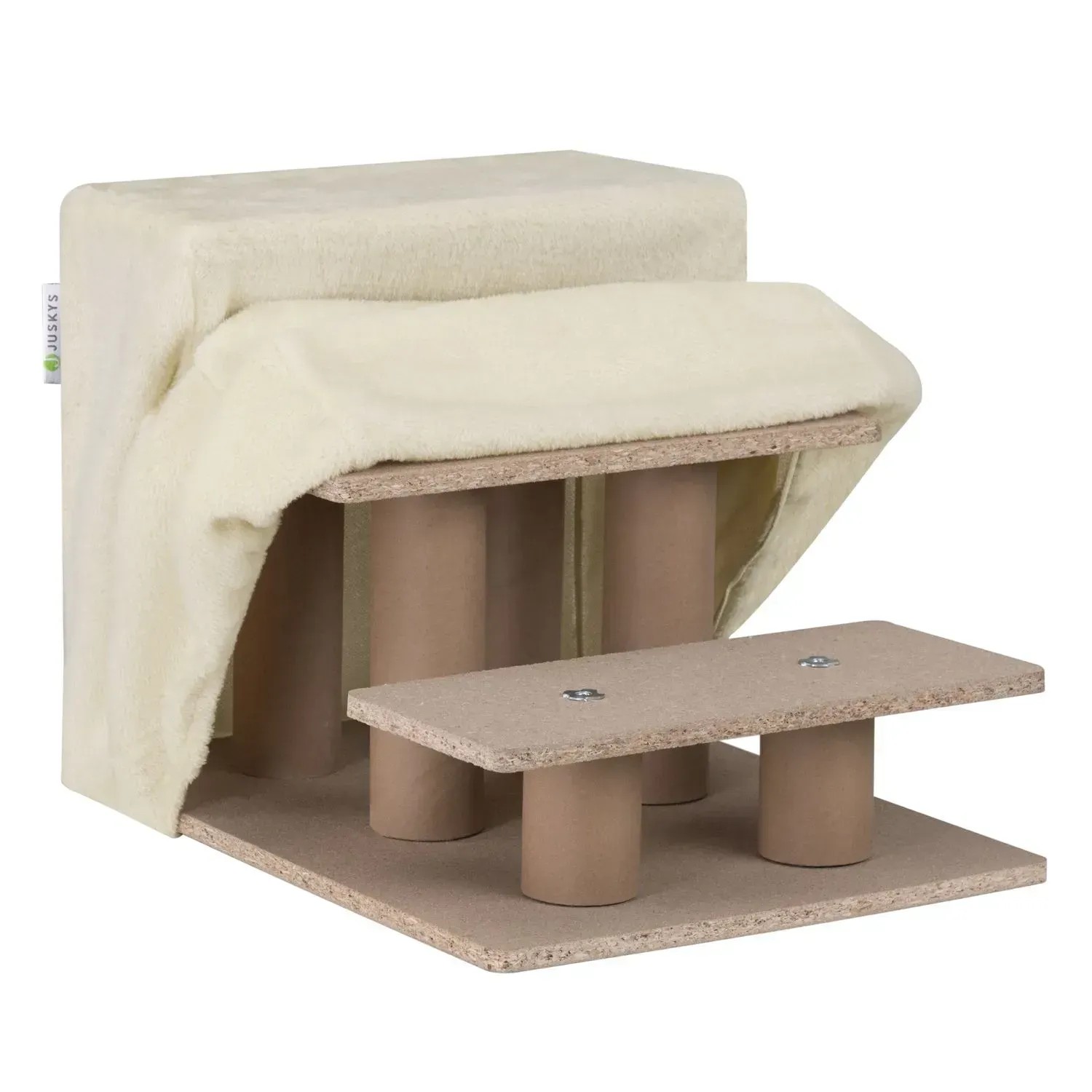 Beige Juskys Haustiertreppe Timmy mit 3 Stufen für Hunde und Katzen.