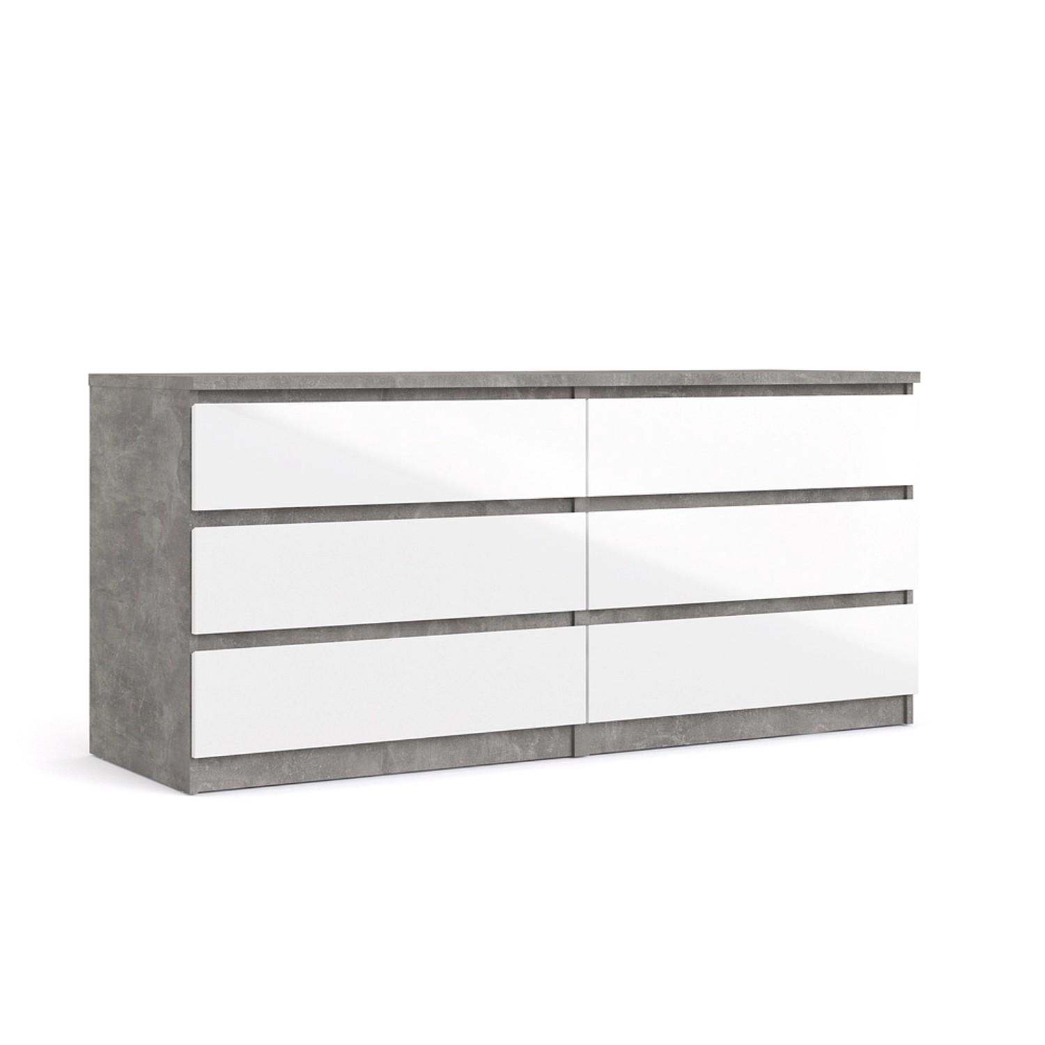 ebuy24 Nada Kommode Breit mit 6 Schubladen Beton Dekor Weiss Hochglanz günstig online kaufen