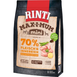 Rinti Max-i-Mum Mini Adult Huhn Trockenfutter, 1kg Packung für kleine Hunde.
