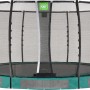 Grünes EXIT Allure Premium Bodentrampolin Ø 427 cm mit Sicherheitsnetz.