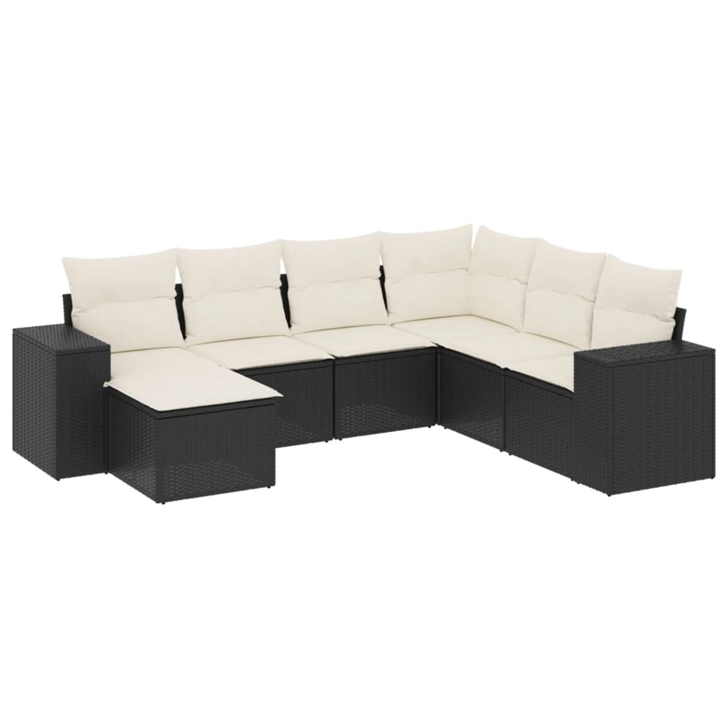 vidaXL 7-Tlg Garten-Sofagarnitur mit Kissen Schwarz Poly Rattan 3222895 günstig online kaufen