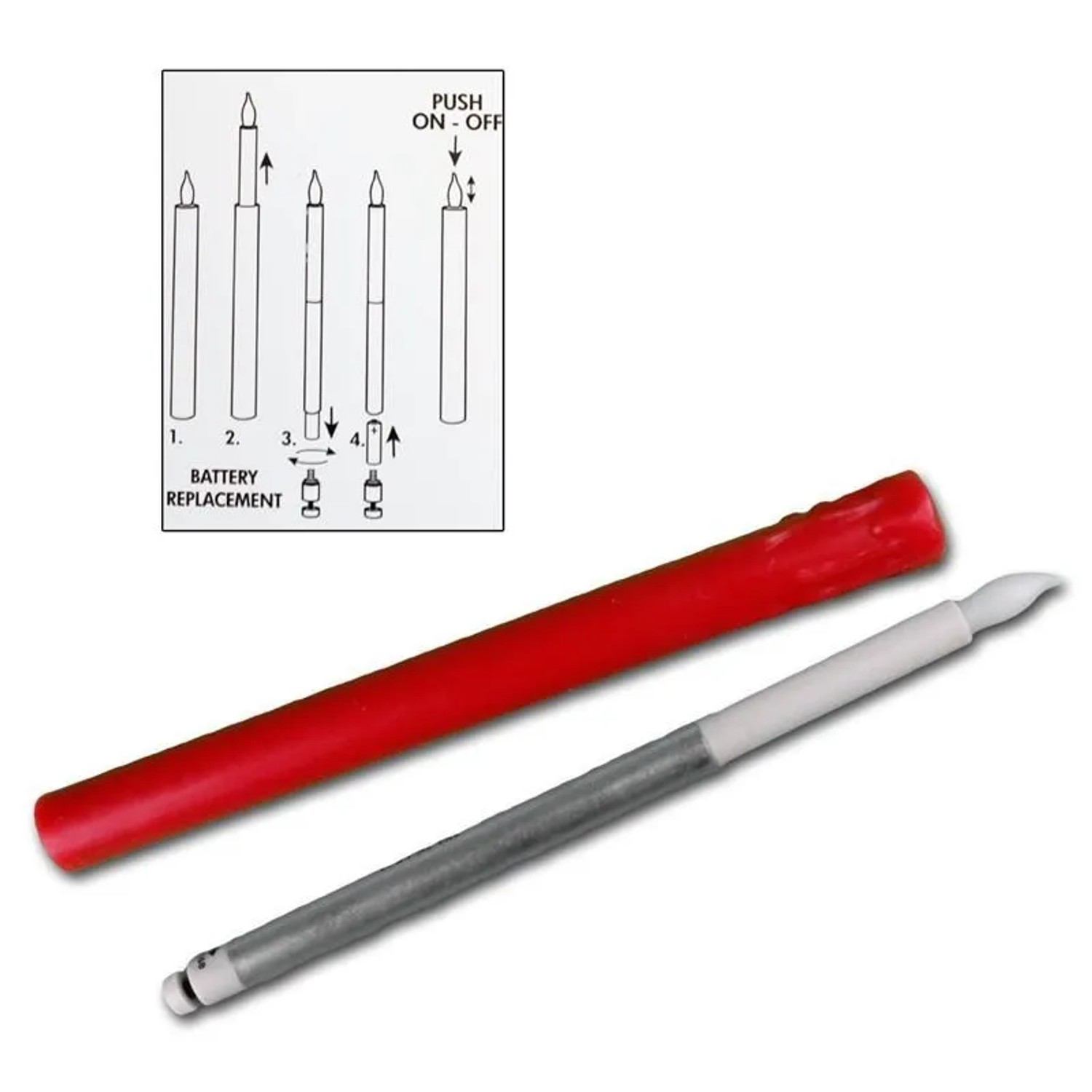 Star Trading 2er Set LED Stabkerzen Rot Schalter per Flamme