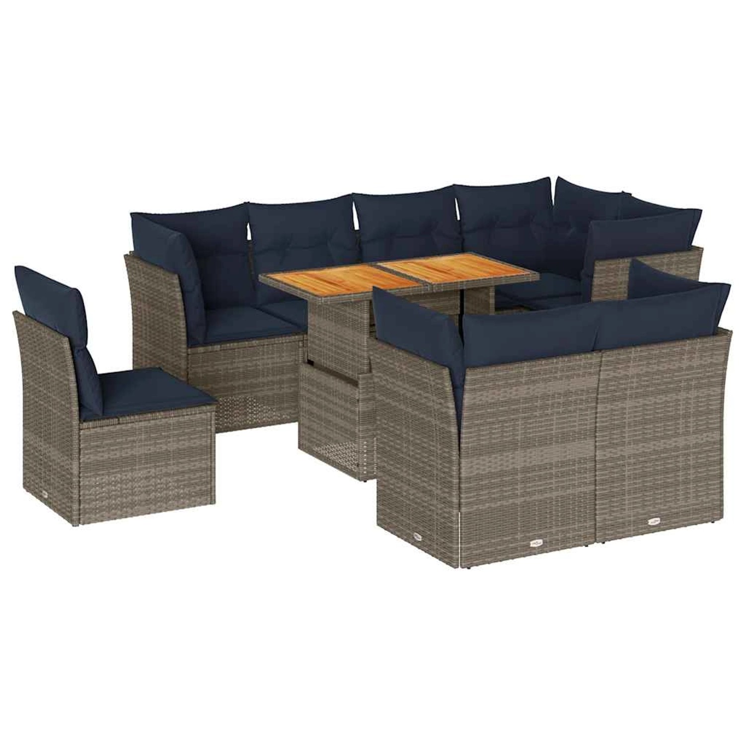 vidaXL 9-Tlg Garten-Sofagarnitur mit Kissen Grau Poly Rattan 3326945 günstig online kaufen