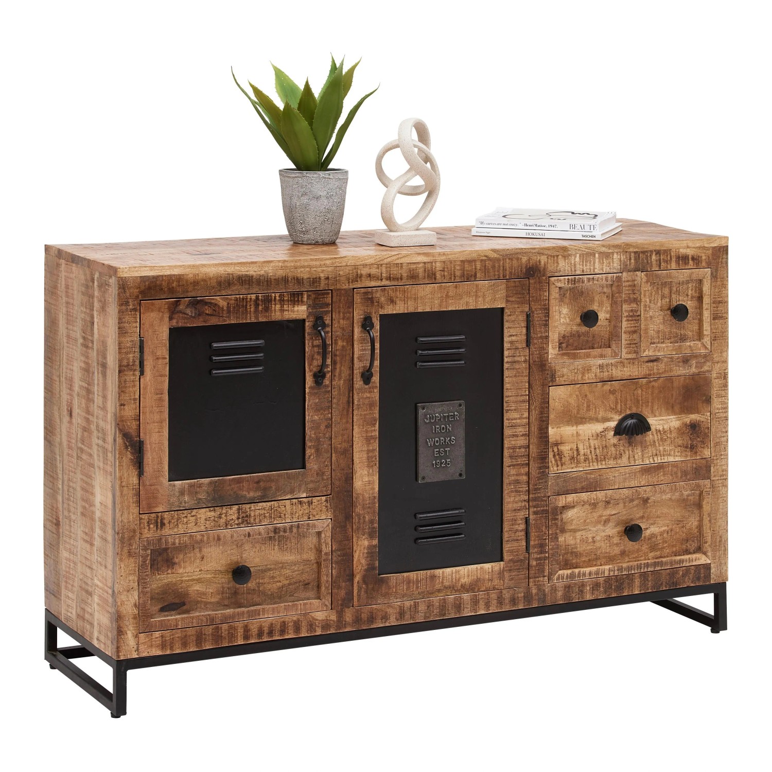 Premium Living Sideboard Leya Naturfarben/Schwarz
