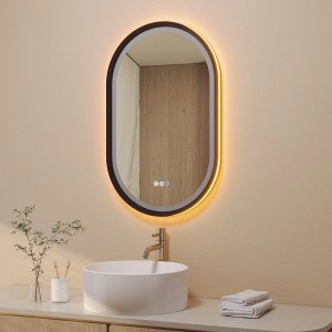 Aquabatos LED Badspiegel mit Spiegelheizung 50 x 80 cm Oval Spiegel mit Beleuchtung Dimmbar Touchschalter Aluminirahmen Badezimmerspiegel Lichtspiegel