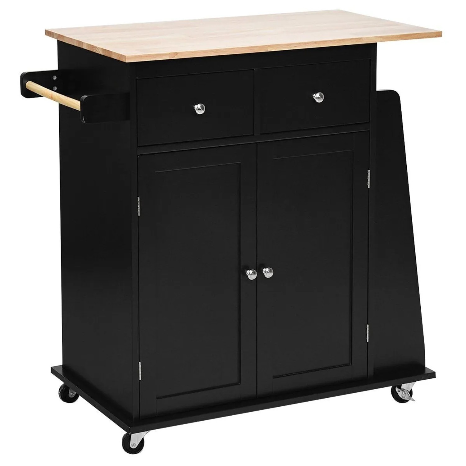 Costway Küchenwagen mit Arbeitsplatte mit Verstellbarem Regal Schwarz günstig online kaufen