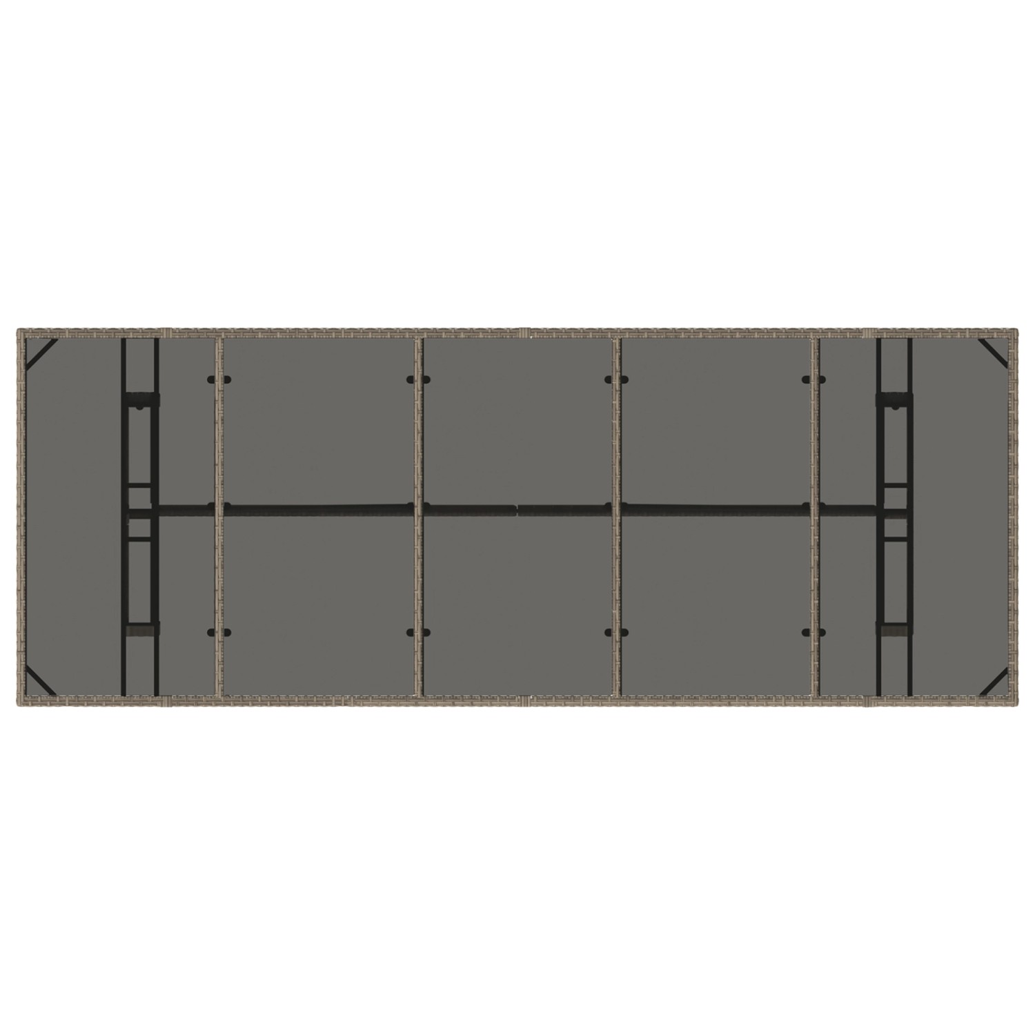 vidaXL Garten Essgruppe 9-tlg Grau Poly Rattan, Ansicht von oben. Gartenmöbel für Terrasse und Garten.