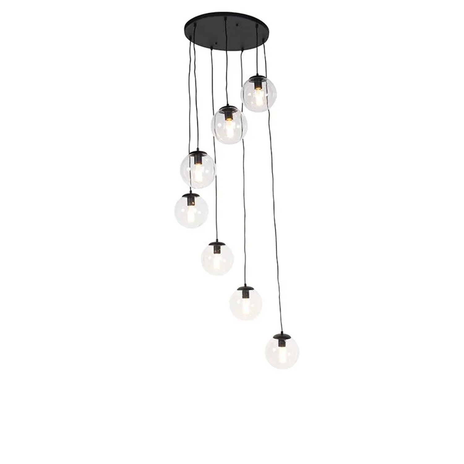 QAZQA Art Deco Hängelampe Schwarz 7-Licht Pallon