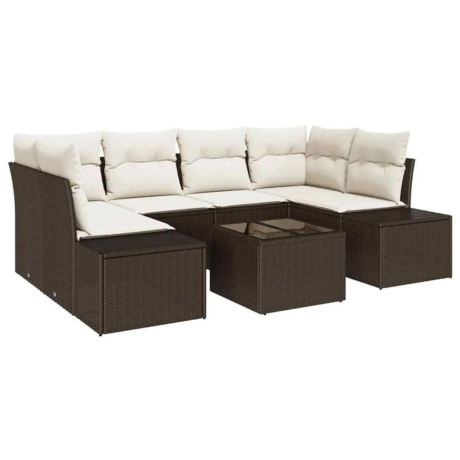 vidaXL Gartensofa-set mit Kissen 8-Tlg Braun und Creme Poly-Rattan 3355627 günstig online kaufen