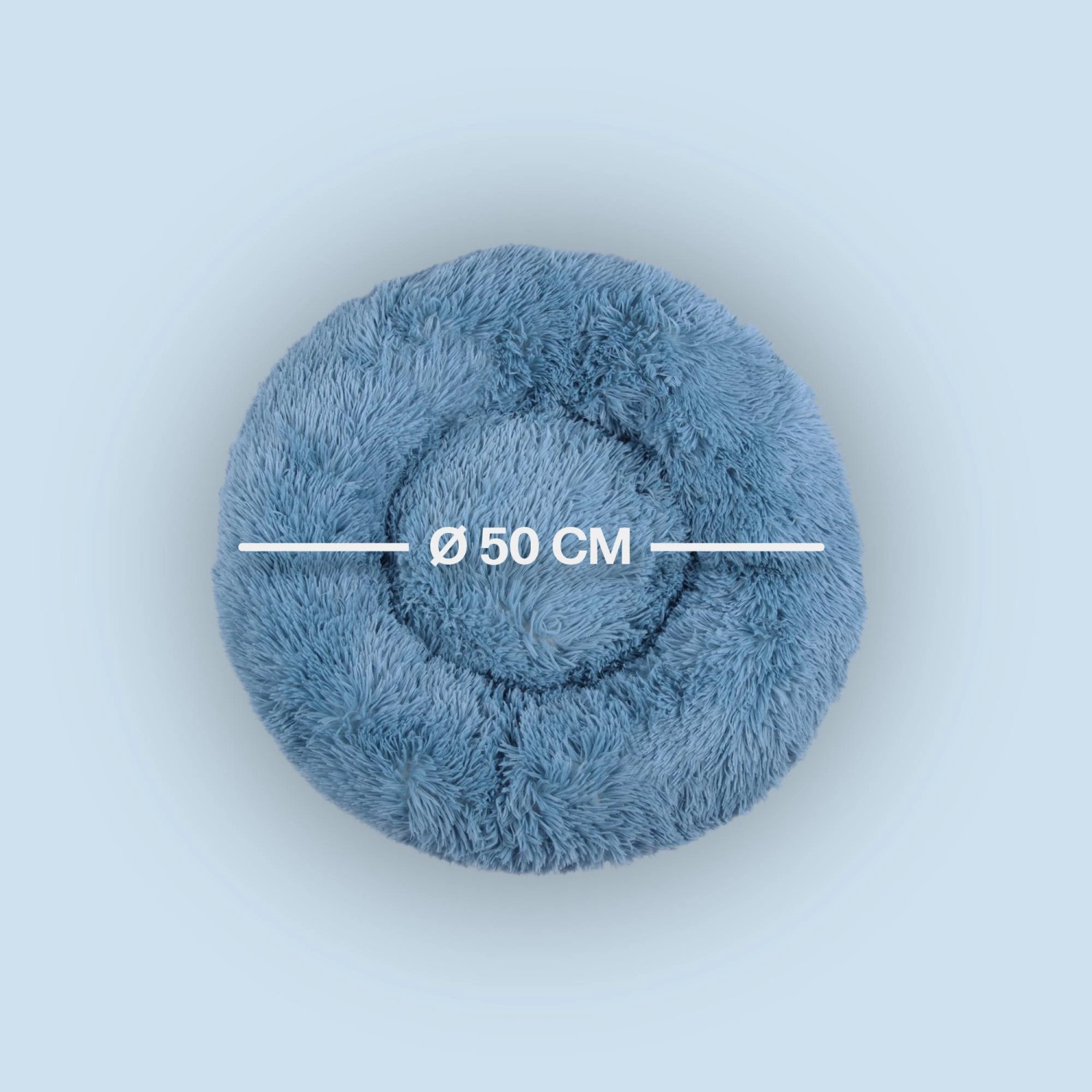 Türkisfarbenes, rundes Bestlivings Haustierbett Fluffy, Ø50cm. Hundekissen/Katzenbett für Komfort.