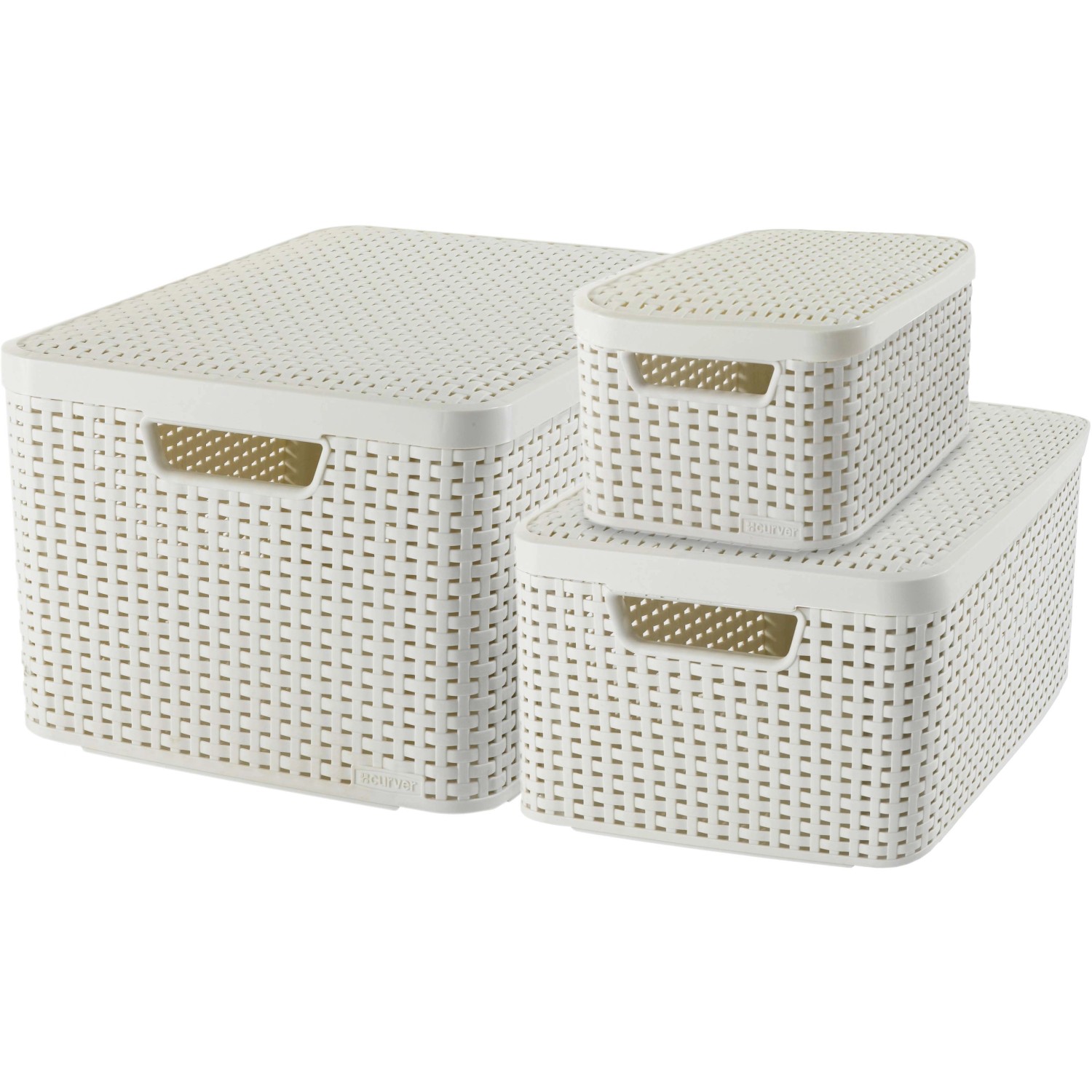 Aufbewahrungsboxen Curver Style 3-er Set Creme S + M + L