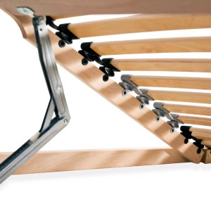 Detailansicht Lattenrost mit 28 Latten und 7 Zonen, verstellbar im Kopf- und Fußbereich.