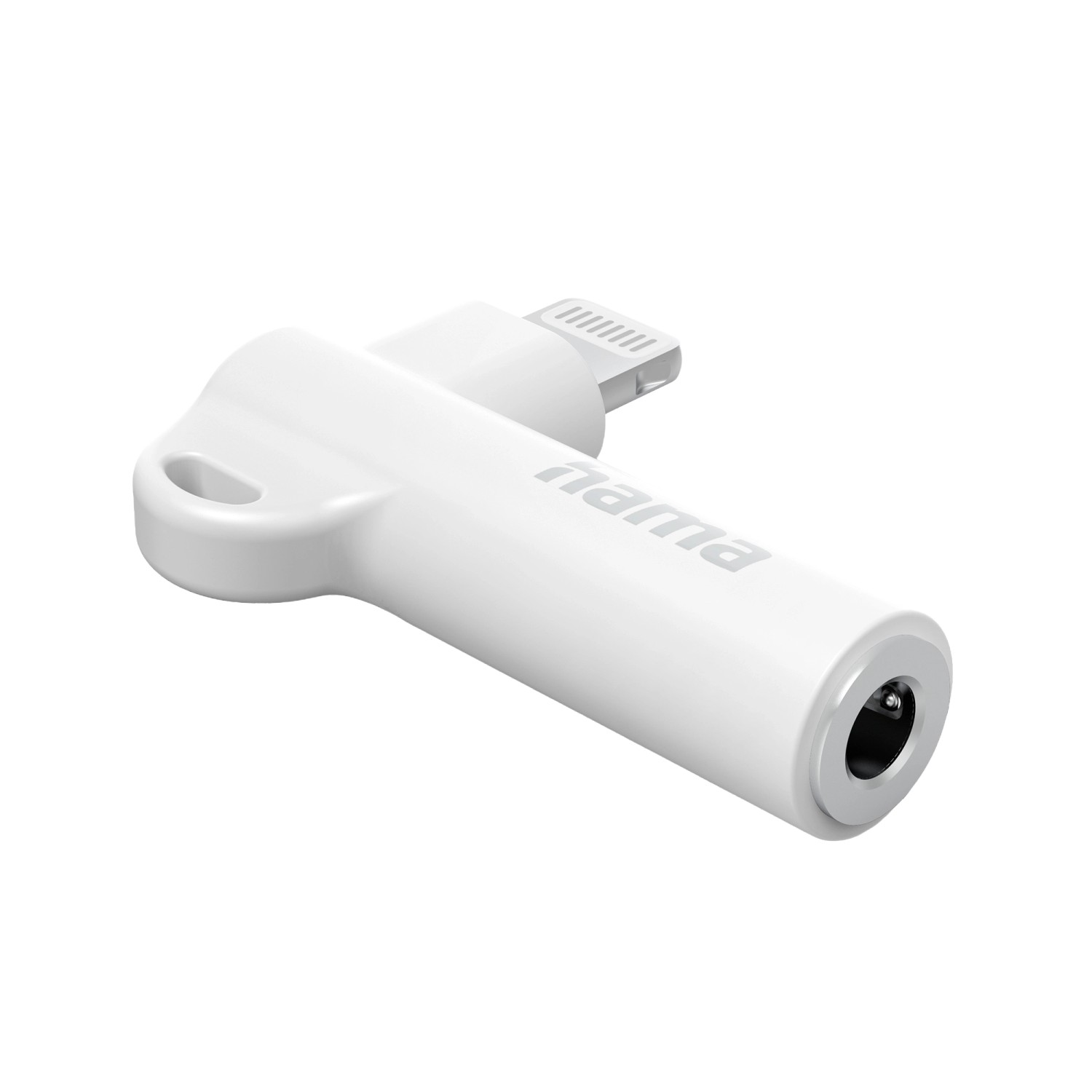 Hama Aux-Adapter Lightning 90° Winkelstecker 3,5 mm Klinke Buchse Weiß