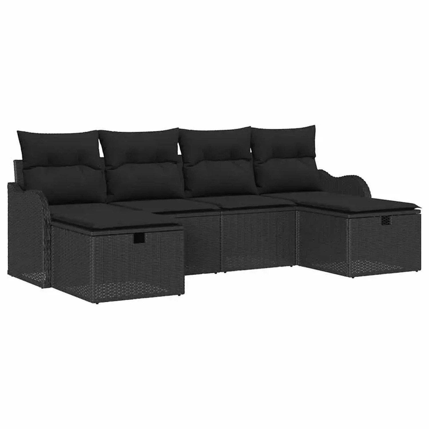 vidaXL Garten-Sofa-Set mit Kissen 6-Tlg Schwarz Poly Rattan 3360354 günstig online kaufen