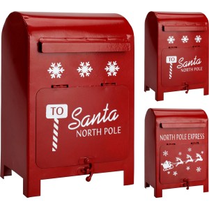 Weihnachtlicher Briefkasten, rot-weiß, mit verschiedenen Motiven (zufällige Auswahl).