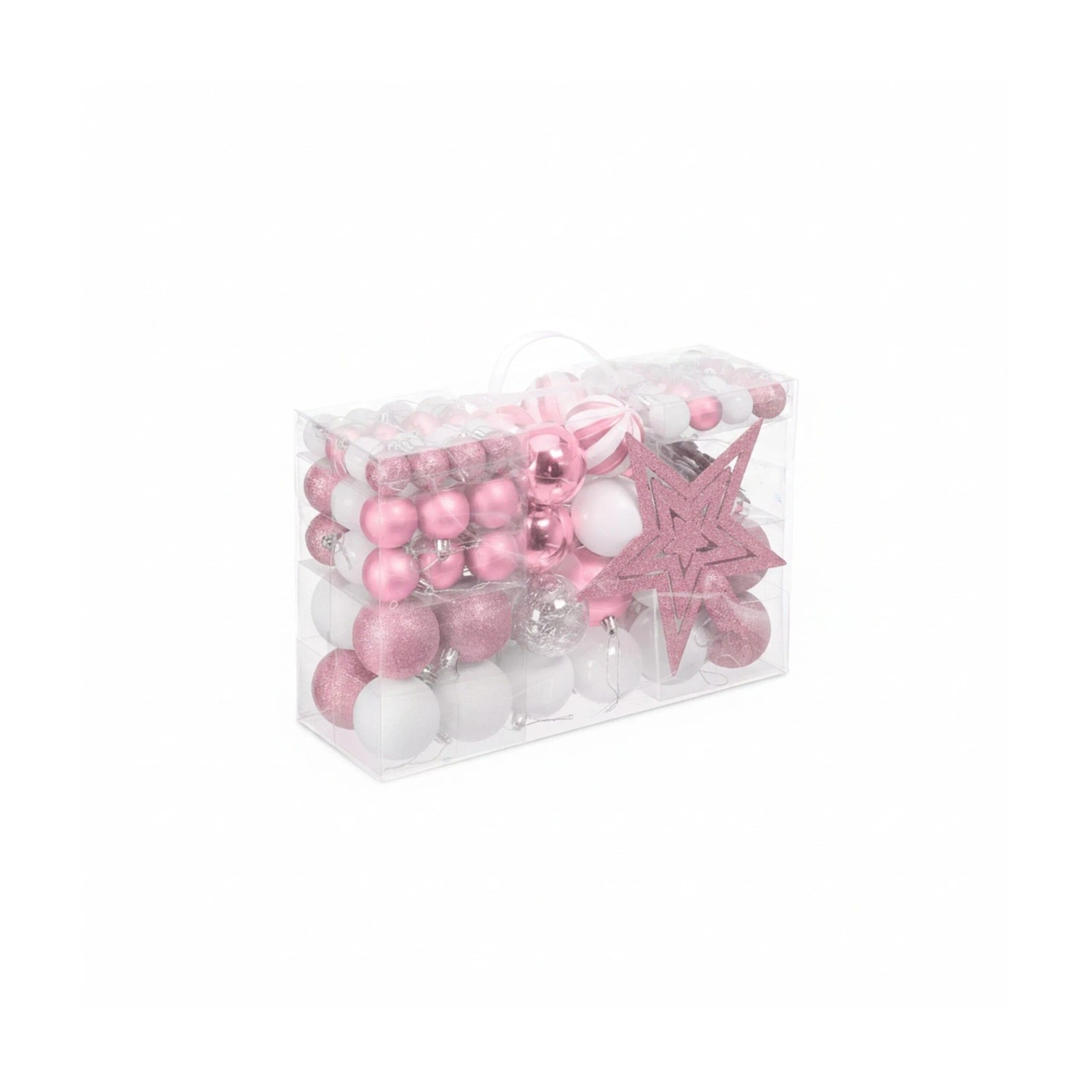Relaxdays Weihnachtskugeln Kunststoff Rosa Matt Glänzend Glitzernd 101er Set