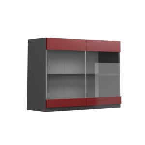 Vicco Küchenglasschrank R-Line, rot/anthrazit, 80 cm Glashängeschrank.
