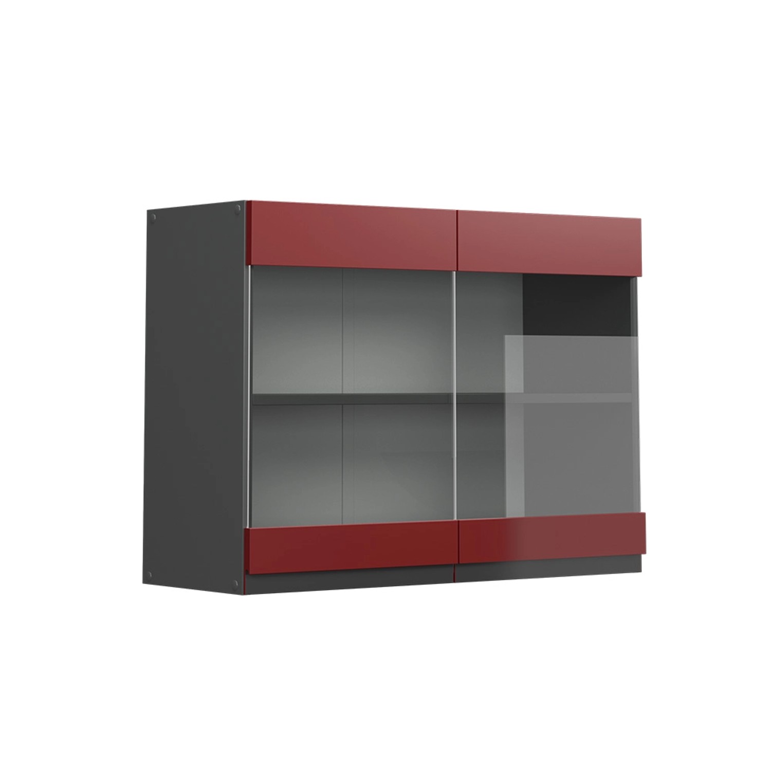 Vicco Küchenglasschrank R-Line Glashängeschrank Rot/Anthrazit 80 cm J-Shape günstig online kaufen