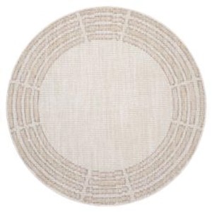 Runder, beiger payé Teppich Klassiko mit Fransen, 200x200 cm. Moderner Teppich für Wohnzimmer und Schlafzimmer.