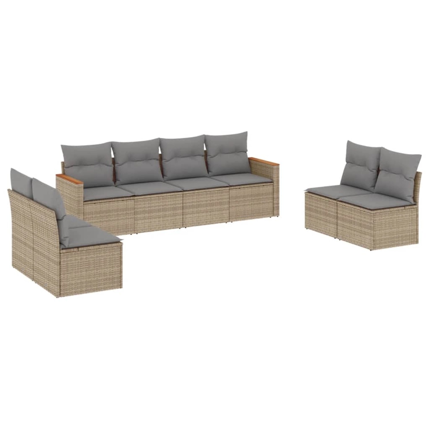 vidaXL 8-tlg Garten-Sofagarnitur mit Kissen Beige Poly Rattan Modell 217 günstig online kaufen