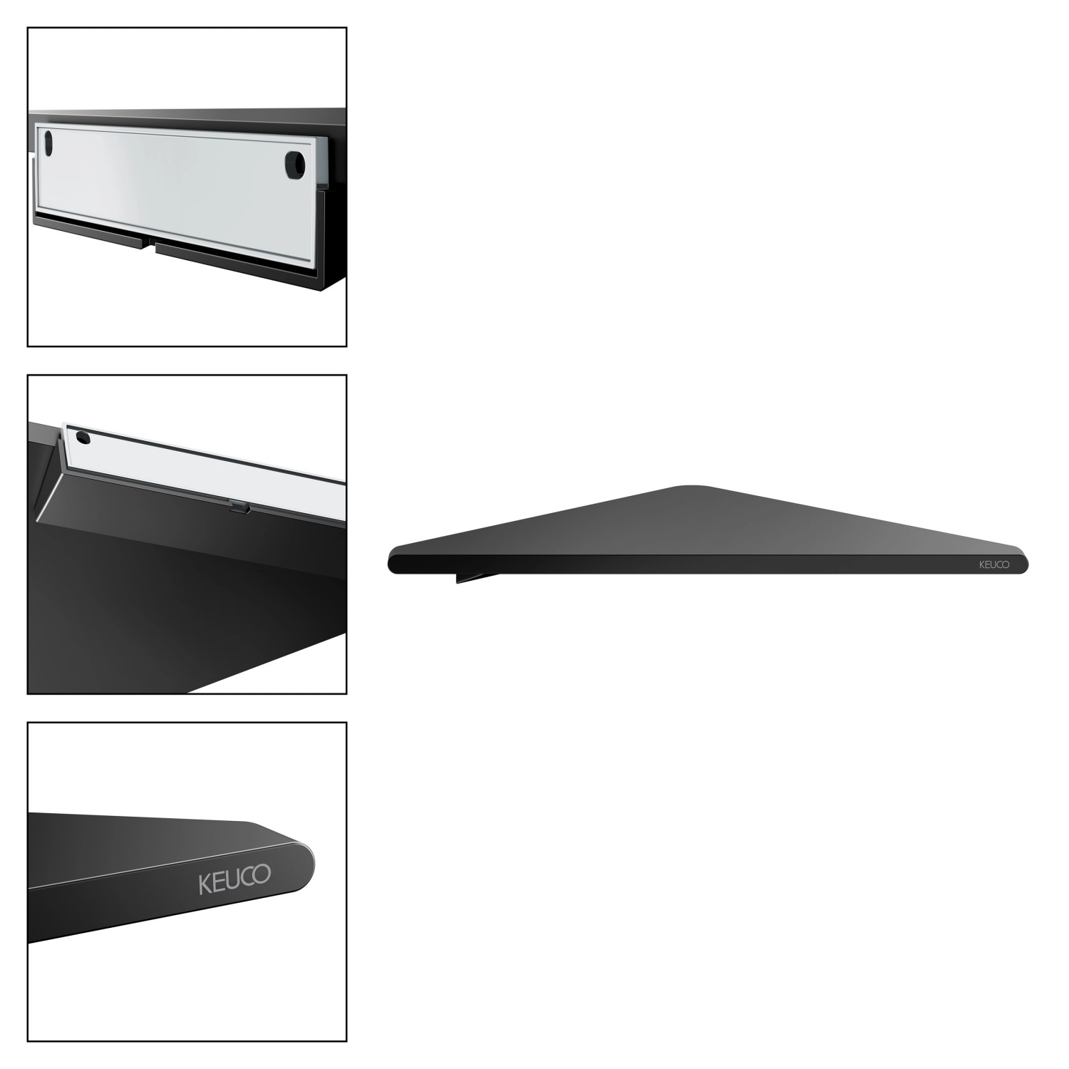 Keuco Eckduschablage Rose, schwarz-matt, zur Wandmontage im Bad oder Dusche.